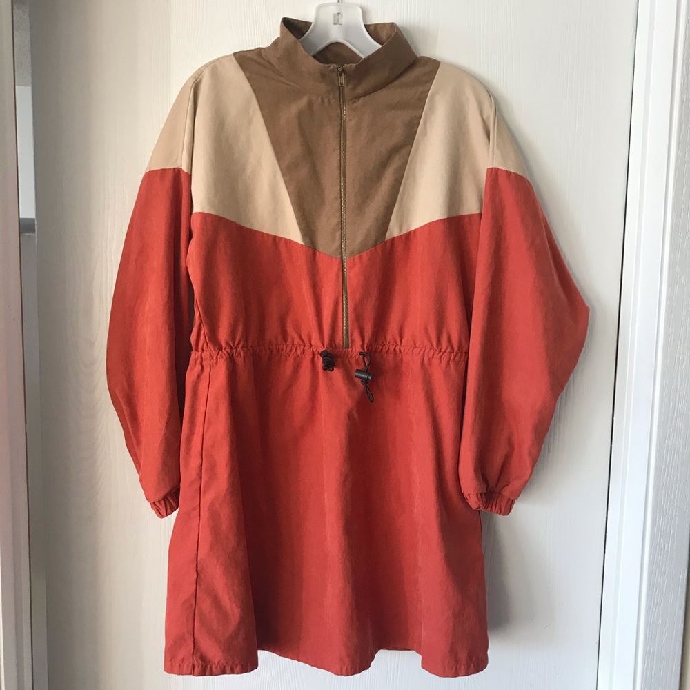 Warm Fall Colorblock Half-Zip Long Jacket